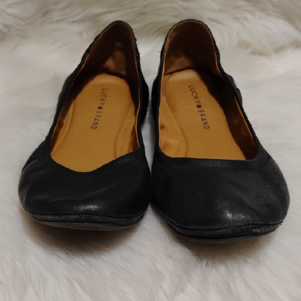 (#47) Lucky Brand Black Leather Ballet Flats Sz.11 - Picture 4 of 8